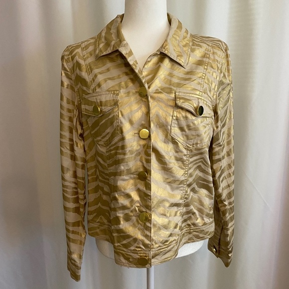 Just B Jackets & Blazers - Just B  Gold Animal Print Jacket‎ Sz L